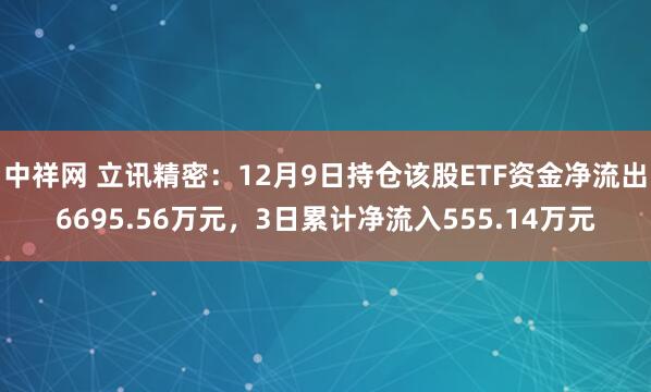 中祥网 立讯精密：12月9日持仓该股ETF资金净流出6695.56万元，3日累计净流入555.14万元